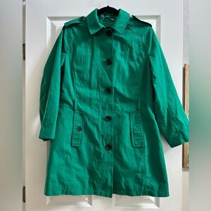 Lands’ End Green Women's Trench Coat- size SMALL (6/8)
